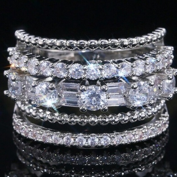 **NEW 925 Sterling Silver Diamond Multi Band Ring - Picture 2 of 7